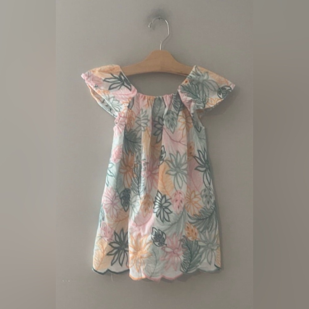 $25 ADD ON Zara girls floral dress cream blue 5-6Y cotton on kids embroidery h&m